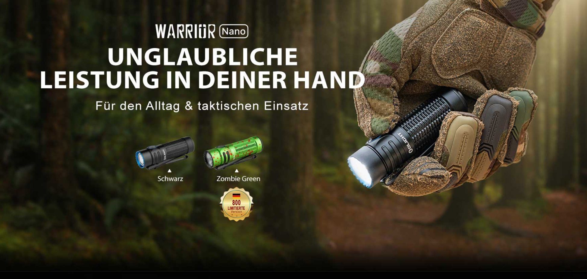 Taschenlampe taktischen Alltag & Einsatz Warrior Taschenlampe OLIGHT für Schwarz Nano
