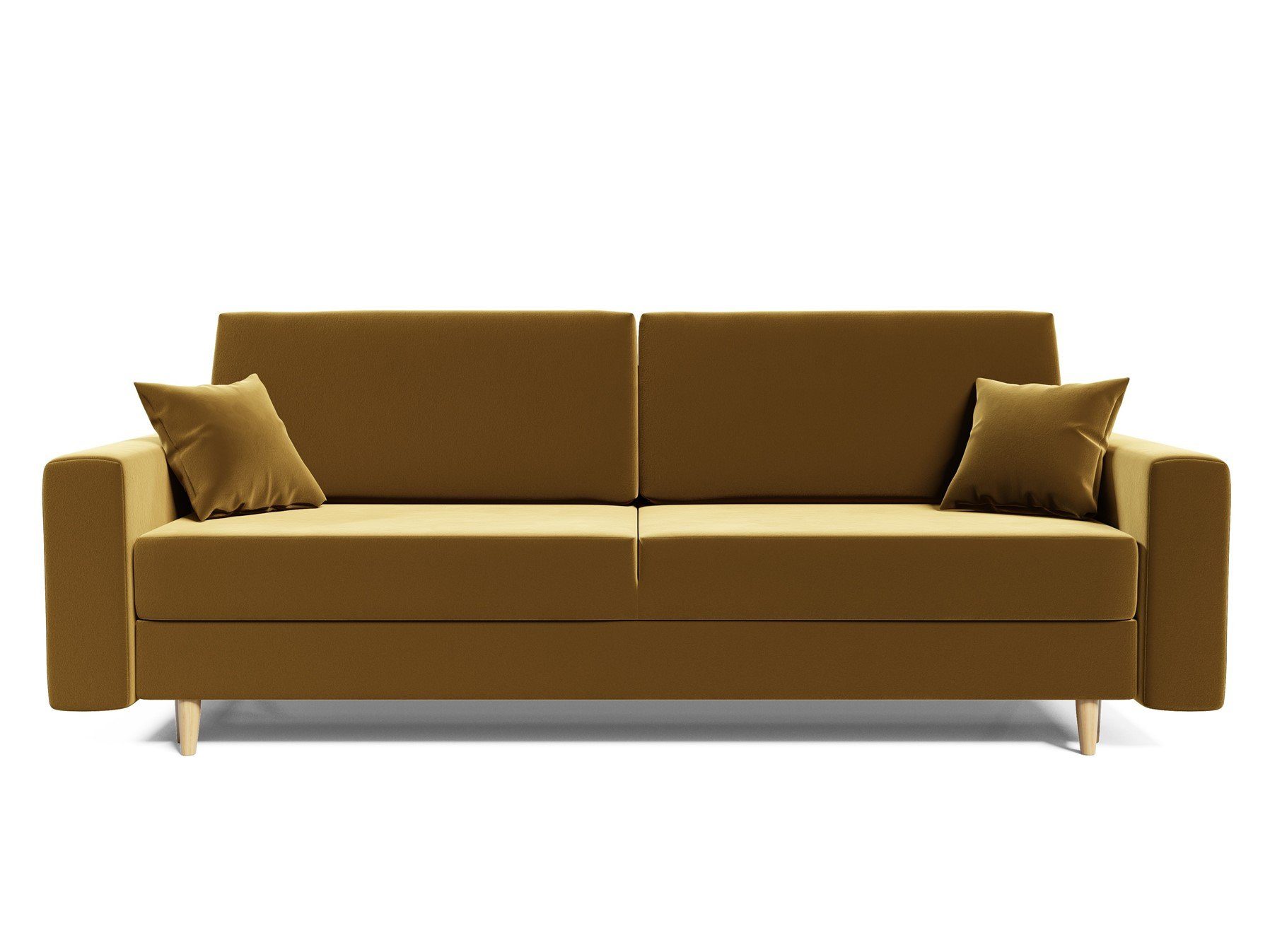 Fun Möbel Schlafsofa Sofa Designersofa BELLA Schlaffunktion, Gelb Style 3-Sitzer mit Rundumbezug, 60er