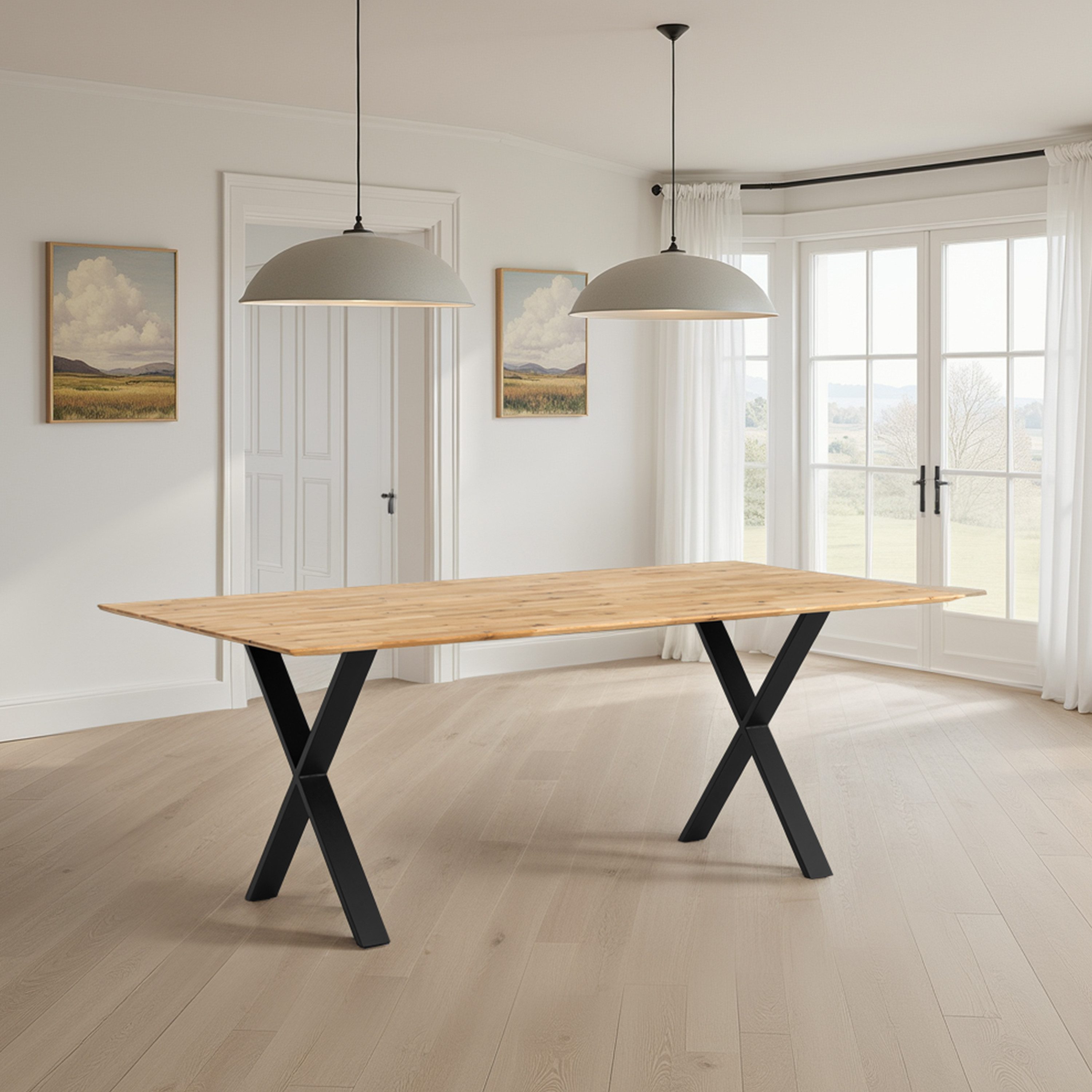 WOODLIVE Esstisch moderner Massivholztisch Arto aus Wildeiche mit Tischgest günstig online kaufen