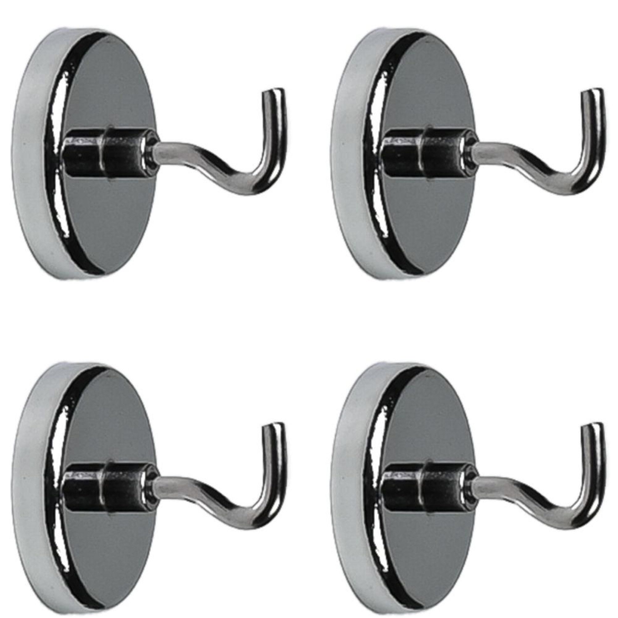 TSB Werk Magnet 4x Magnethaken Topfmagnet Magnet Haken Hakenmagnet, Gewinde, M4, Stark, 12 kg, Set
