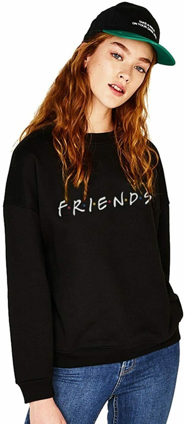 COUPLES SHOP Sweater Friends Damen Pullover mit modischem Logoprint, lustiger Spruch mehr