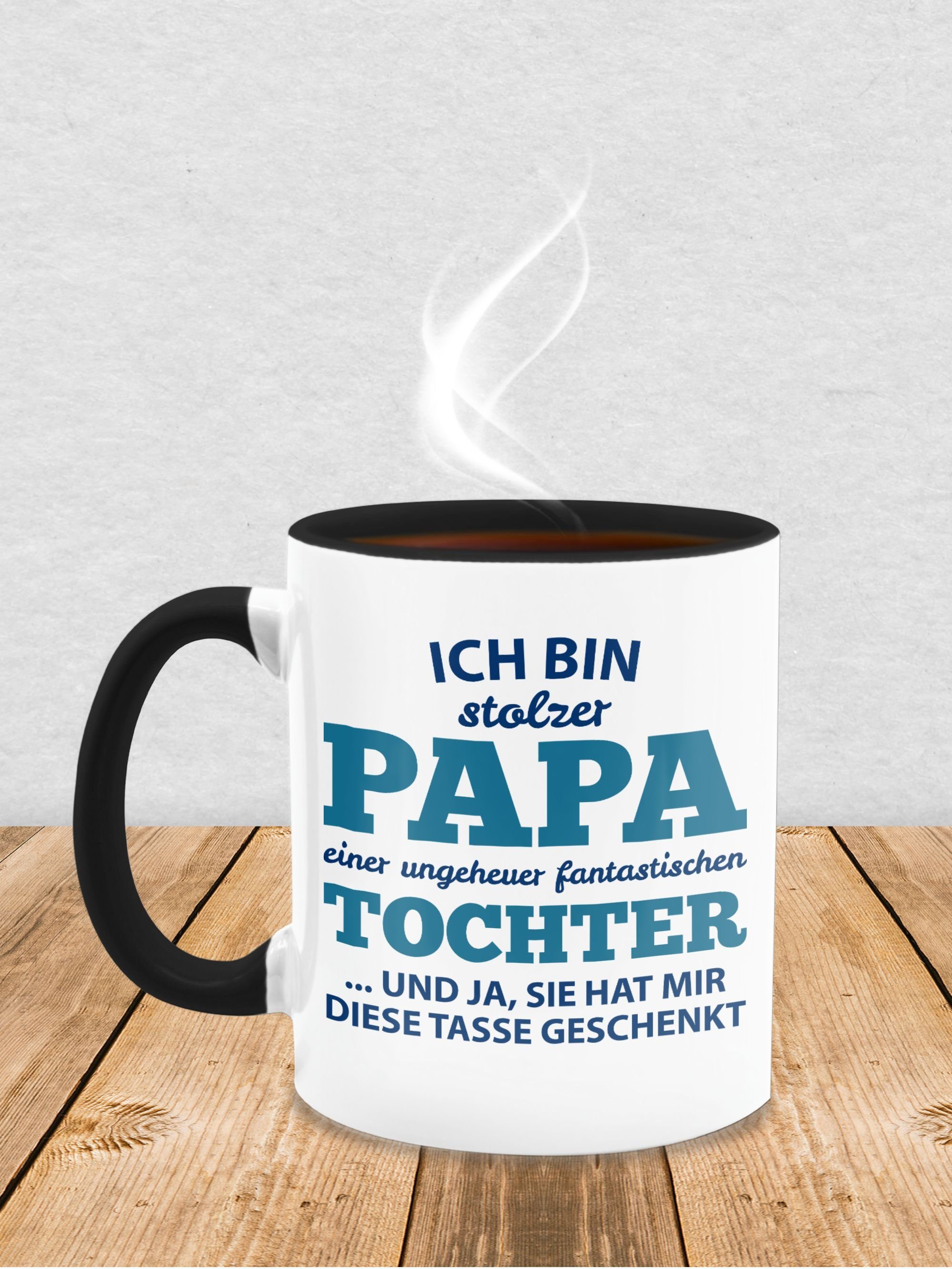 Tochter Schwarz Vatertag Tasse fantastischen Papa 2 Kaffeetasse Keramik, Stolzer einer Geschenk Tasse, Shirtracer