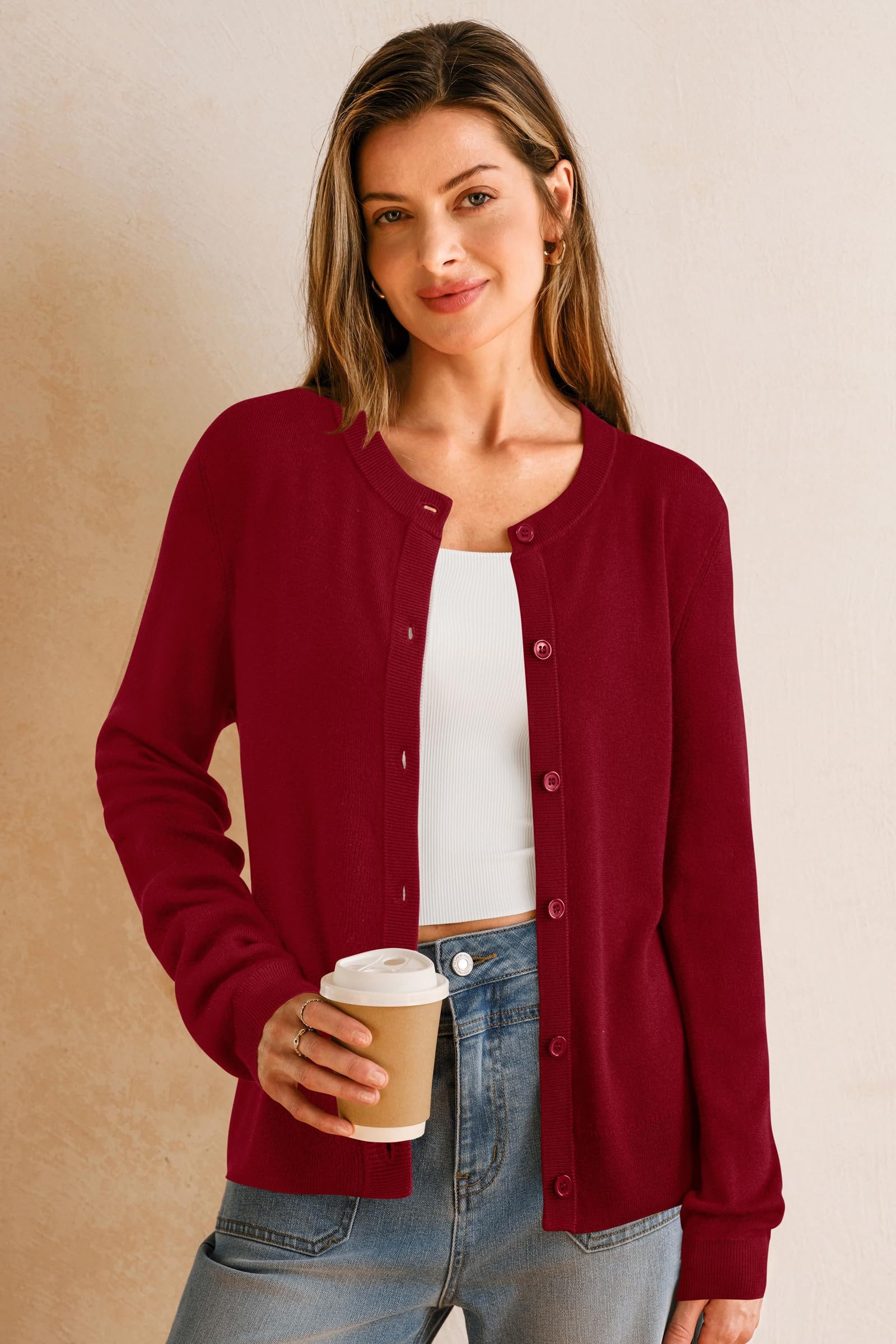 Arach&Cloz Strickjacke Damen Cardigan-Pullover Lässige Strickjacken Business-Casual-Outfit-Oberteil