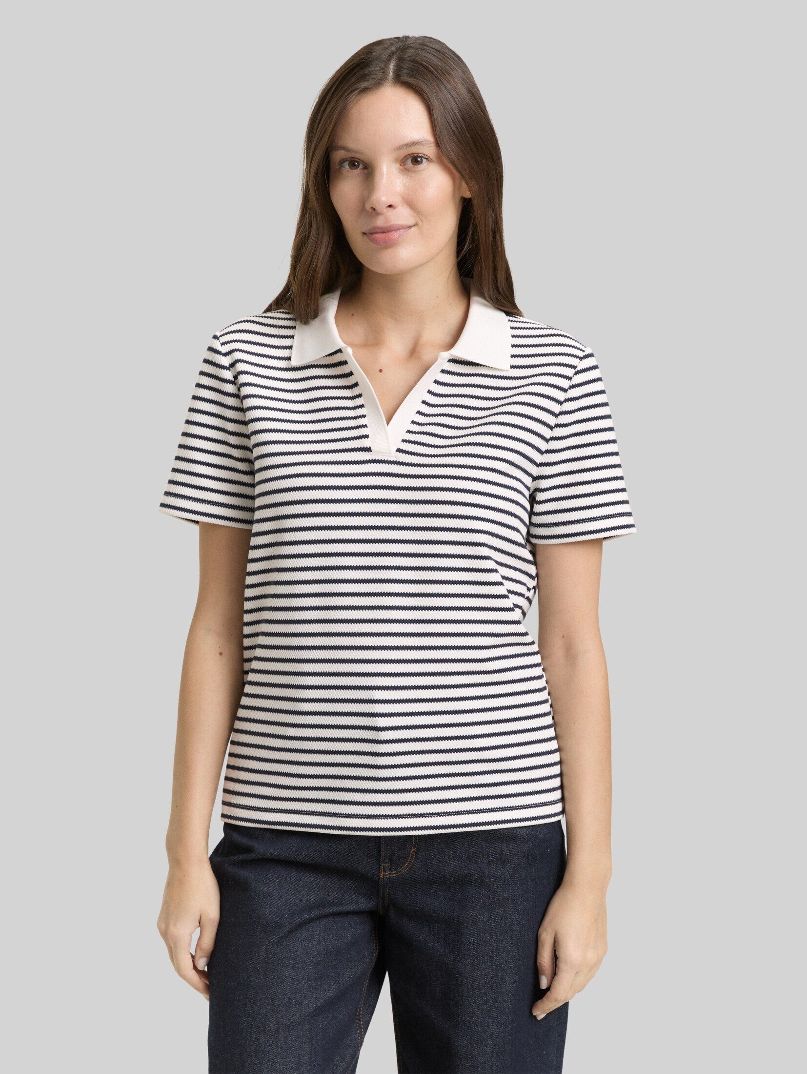 TOM TAILOR T-Shirt T-Shirt Poloshirt mit Streifenmuster