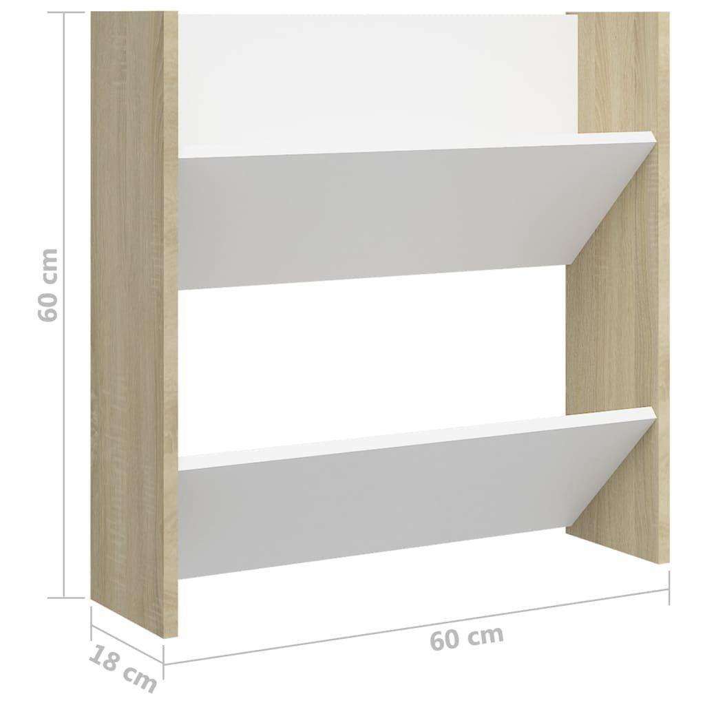 Sonoma-Eiche Wand-Schuhschränke Weiß cm, 4-tlg. Schuhregal Stk. 4 vidaXL und 60x18x60 Sonoma-Eiche Weiß