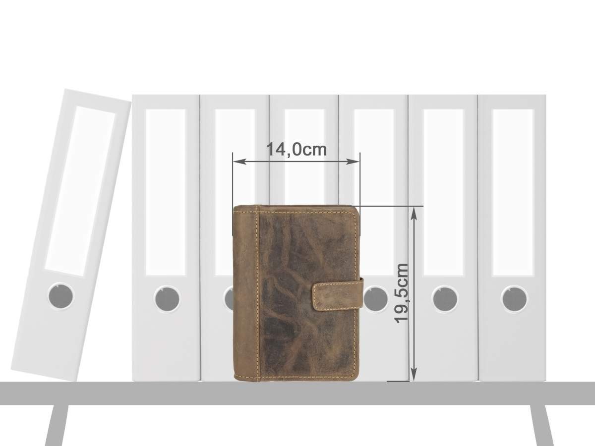 Greenburry Terminplaner "Vintage" Leder Terminkalender A6 (14x19cm) antik braun, mit Kalender