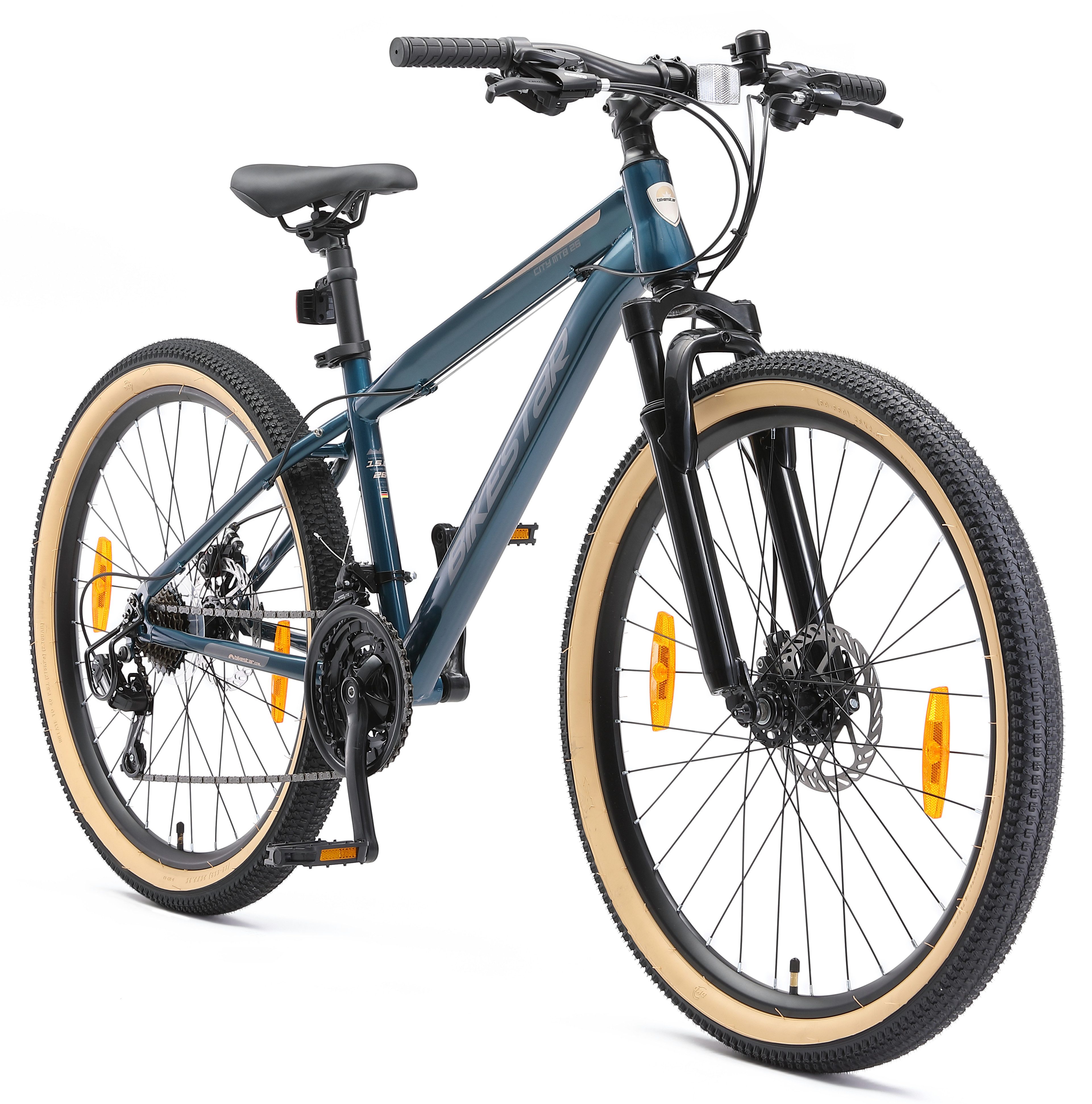 Bikestar Mountainbike, 21 Gang Shimano RD-TY300 Schaltwerk, Kettenschaltung, für Damen und Herren, Kettenschaltung