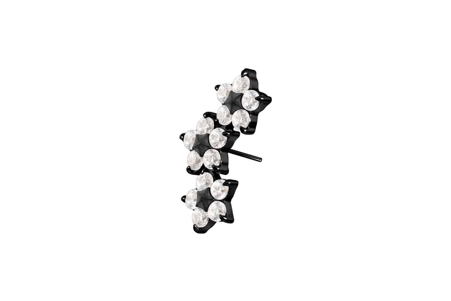 Piercing-Set Titan Aufsatz mit Push Pin 3 KRISTALLBLUMEN