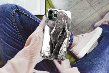 MuchoWow Handyhülle Elefant - Porträt - Tiere - Schwarz und weiß, Handyhülle Apple iPhone 11 Pro Max, Smartphone-Bumper, Print, Handy