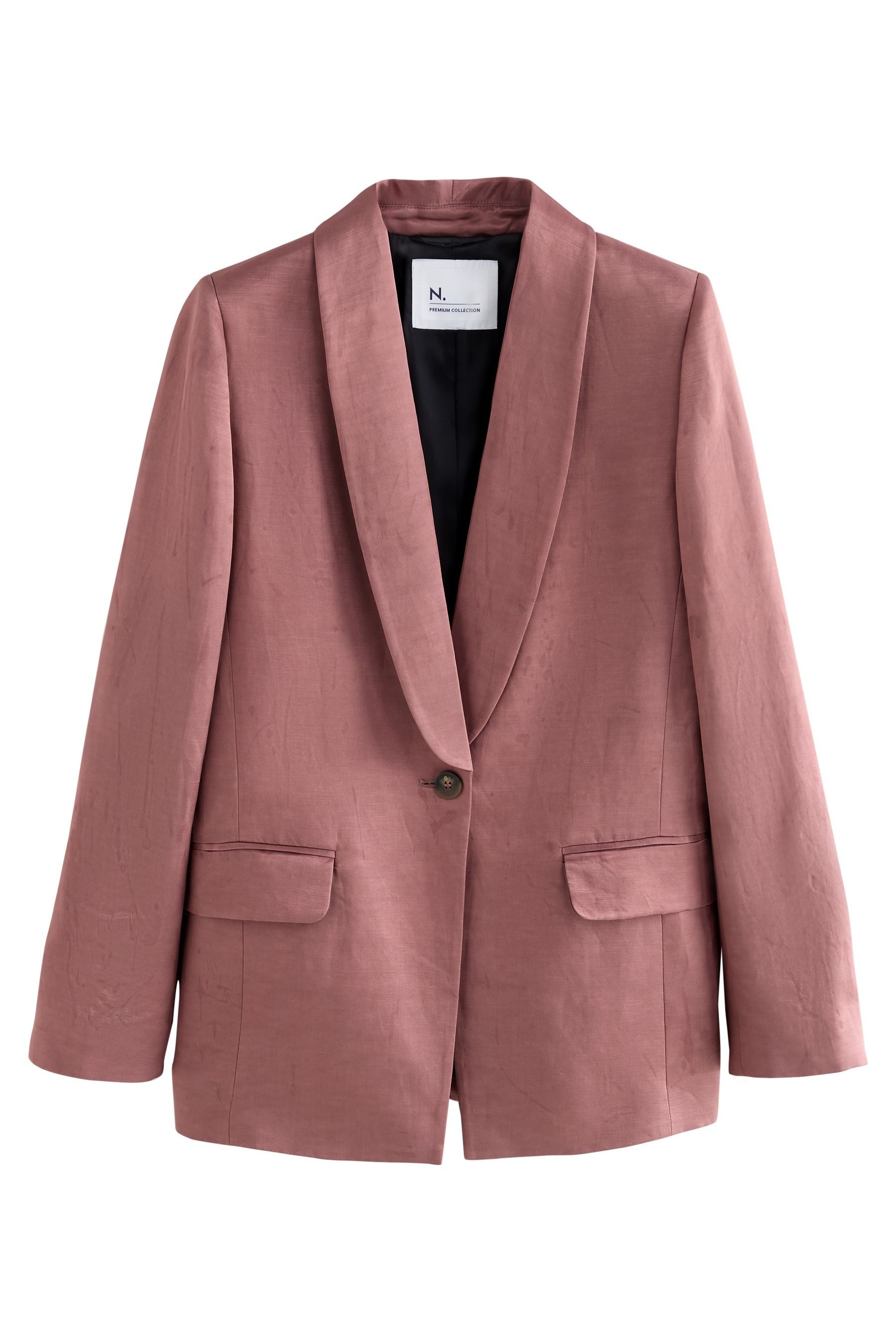 Jackenblazer Premium Einreihiger Satin-Blazer mit Leinen