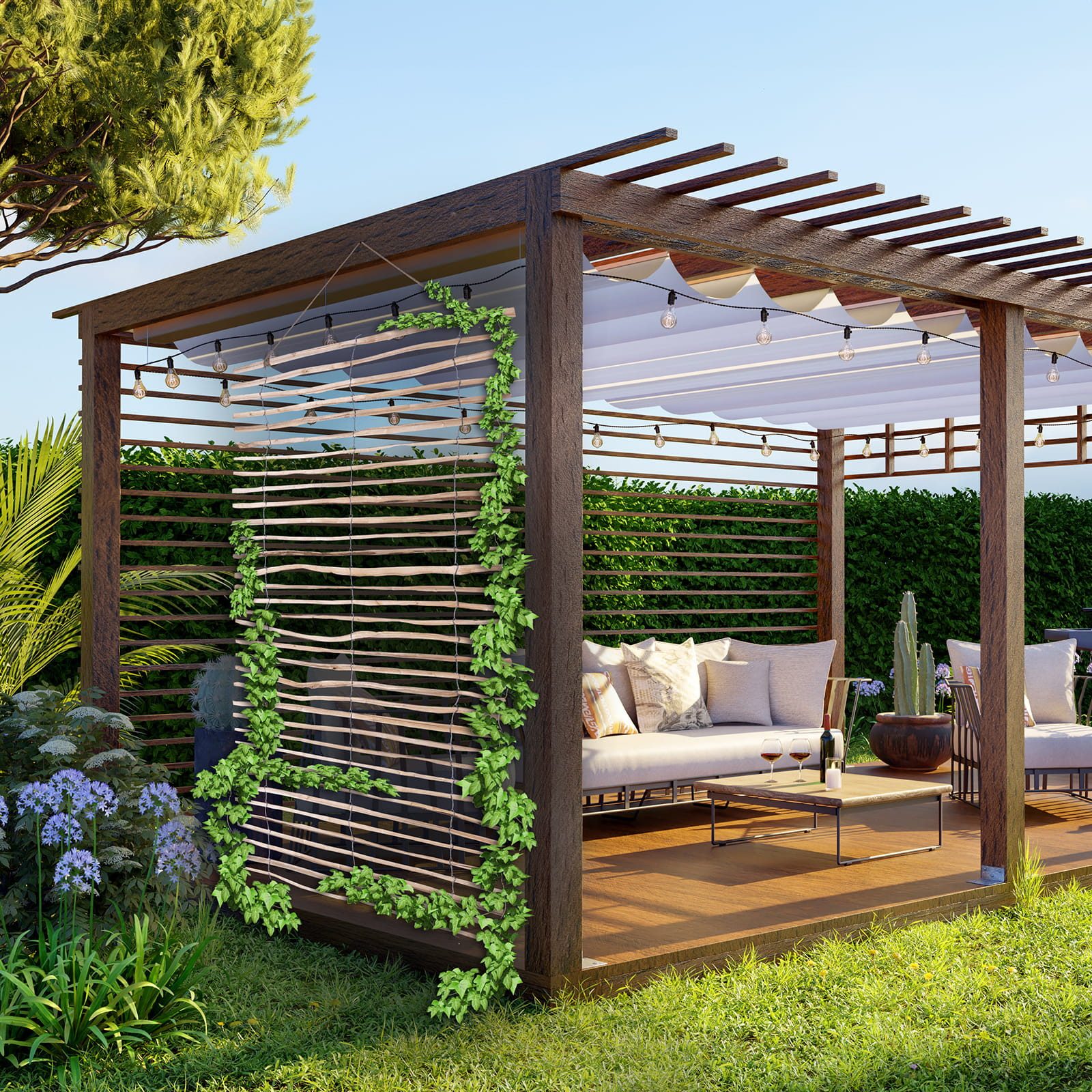 BooGardi Rankhilfe Leiter Holz, 1 St., 50 x 200cm 3-5cm, Kletterhilfe Wandspalier Efeu Rankgitter Pflanzhilfe Balkon Garten