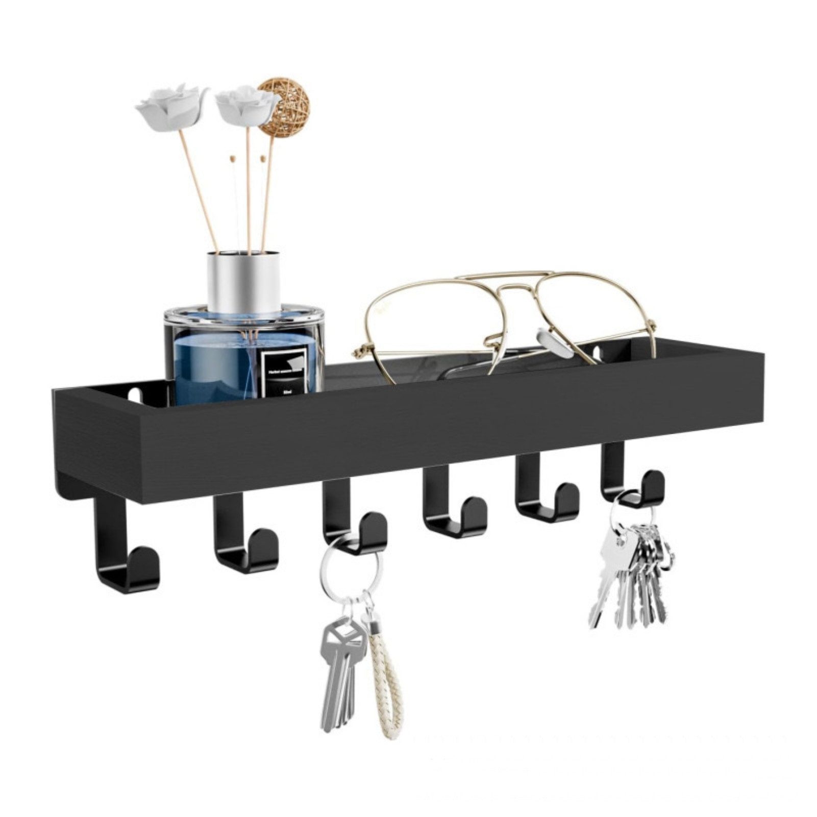 Jumpeak Schlüsselbrett Schlüsselbrett,Schlüsselbrett modern,Schlüsselbrett holz,Holzregal, Deko regal,Wand regale,Hakenleiste küche,Vier Farben,aus Holz