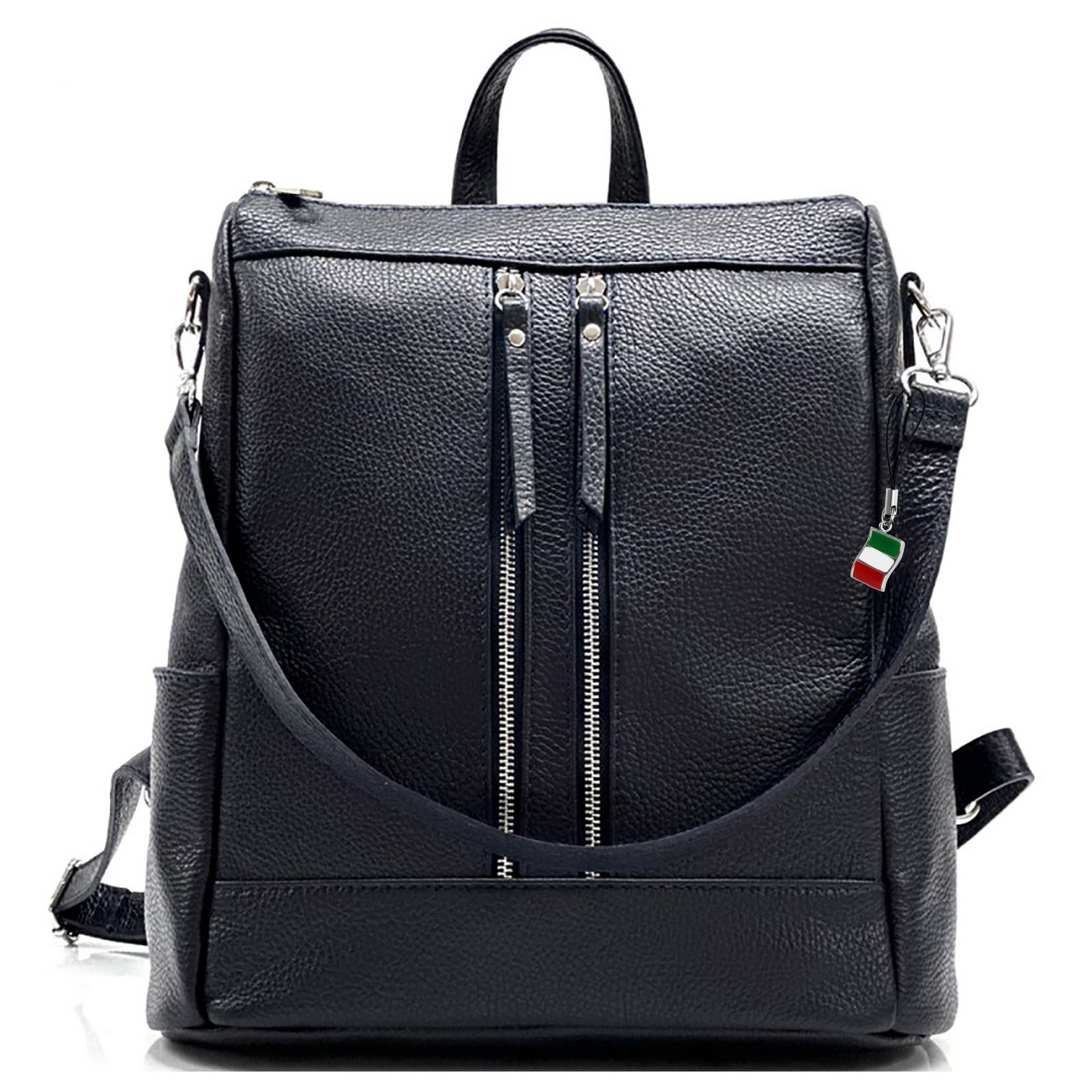 FLORENCE Cityrucksack Florence Rucksack Damen Echtleder, Damen Leder Cityrucksack, schwarz ca. 30cm