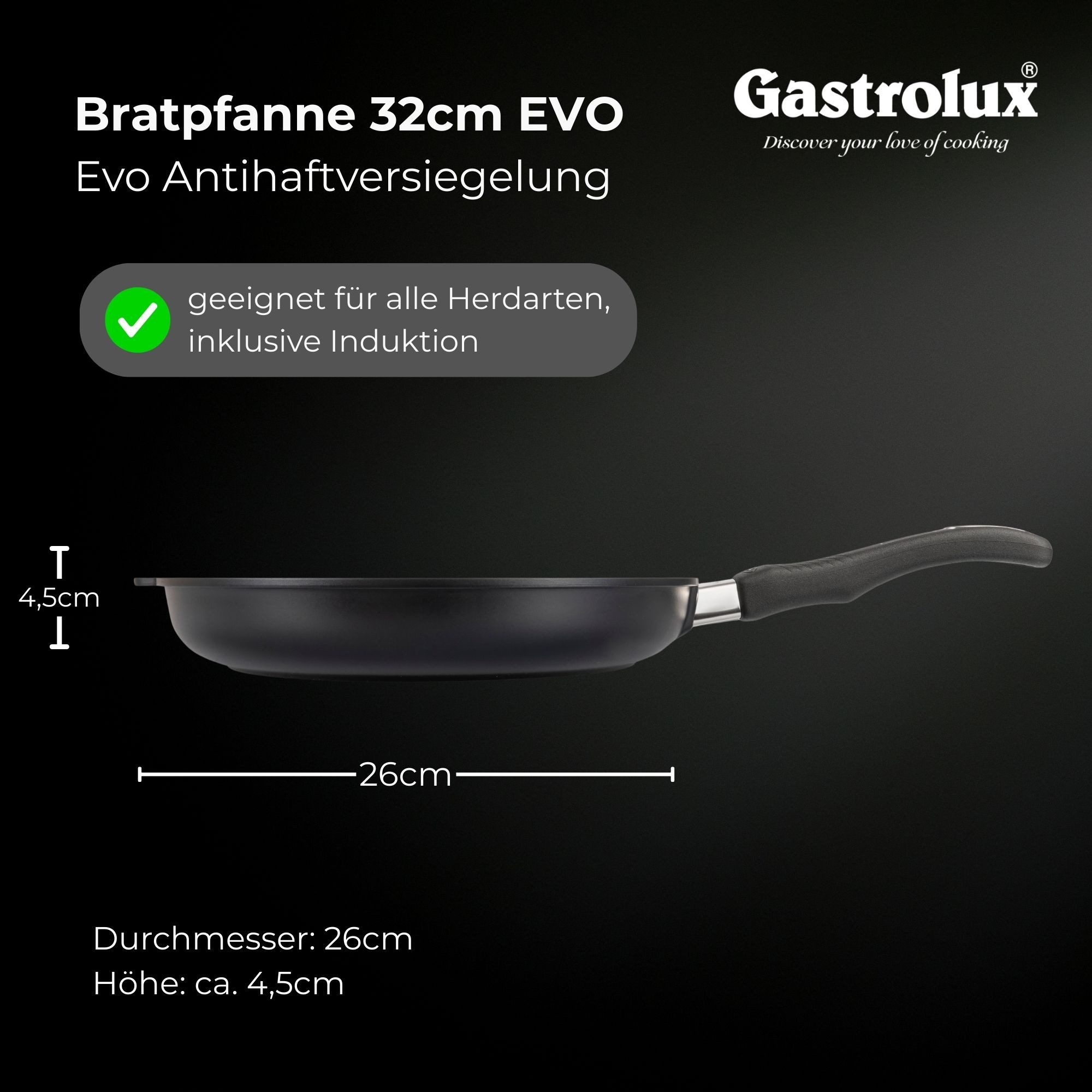 Gastrolux Bratpfanne Gastrolux Alu EVO-Pfanne Guß-Bratpfanne 26 cm 4,5 cm