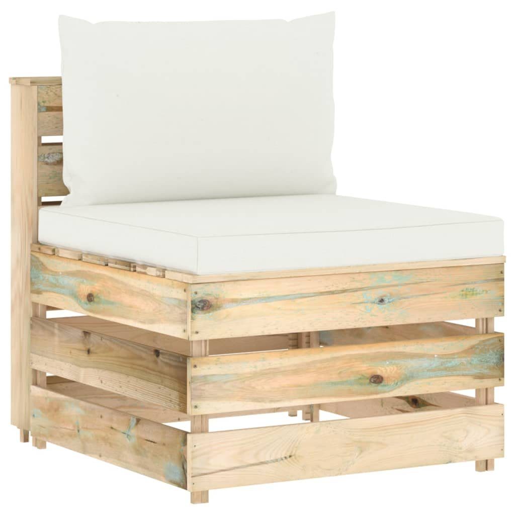 vidaXL Sofaelement Modulares Mittelsofa mit Kissen Grün Imprägniertes Holz (1 St)