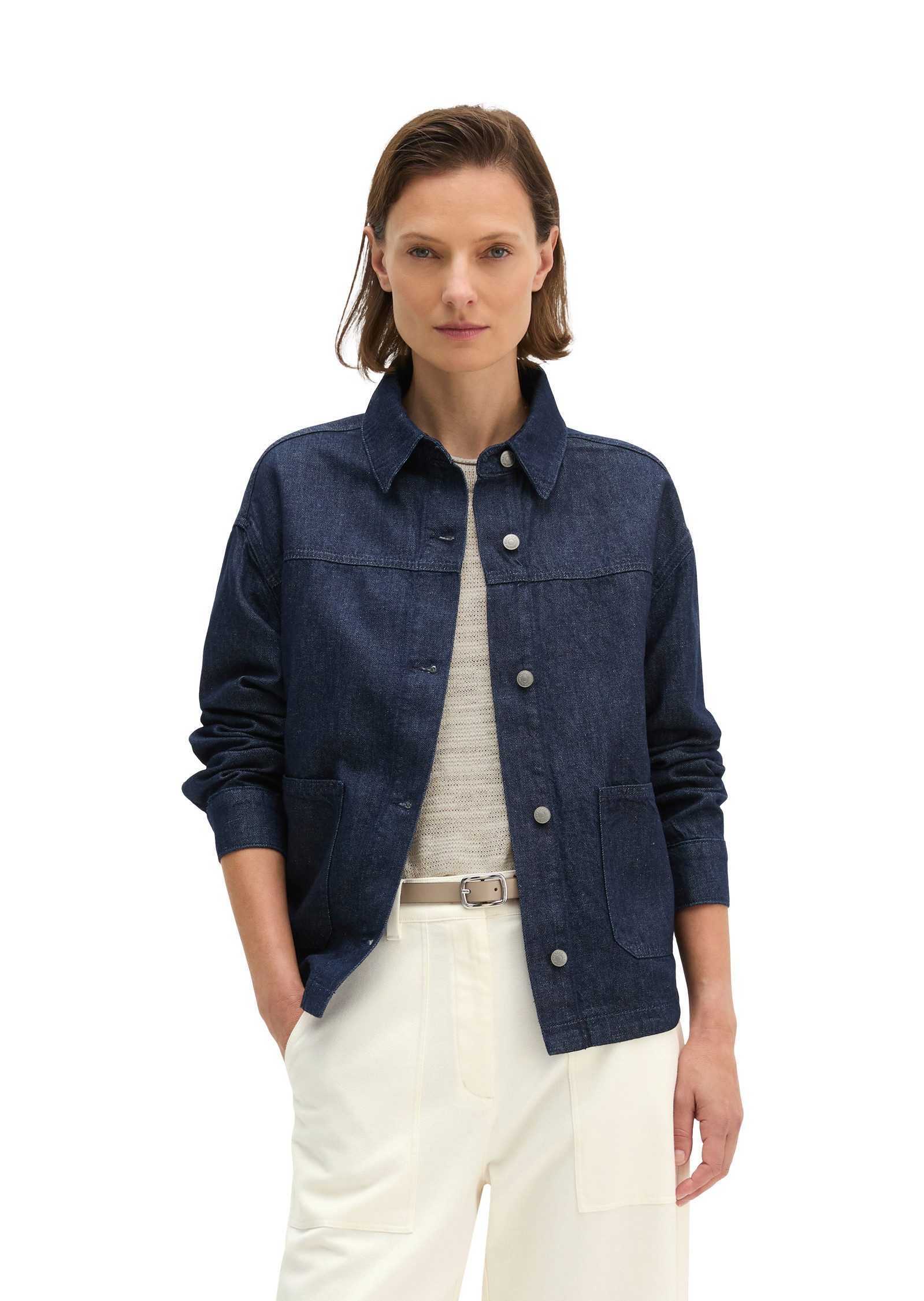 Marc O'Polo Jeansbluse aus Organic-Cotton-Leinen-Mix