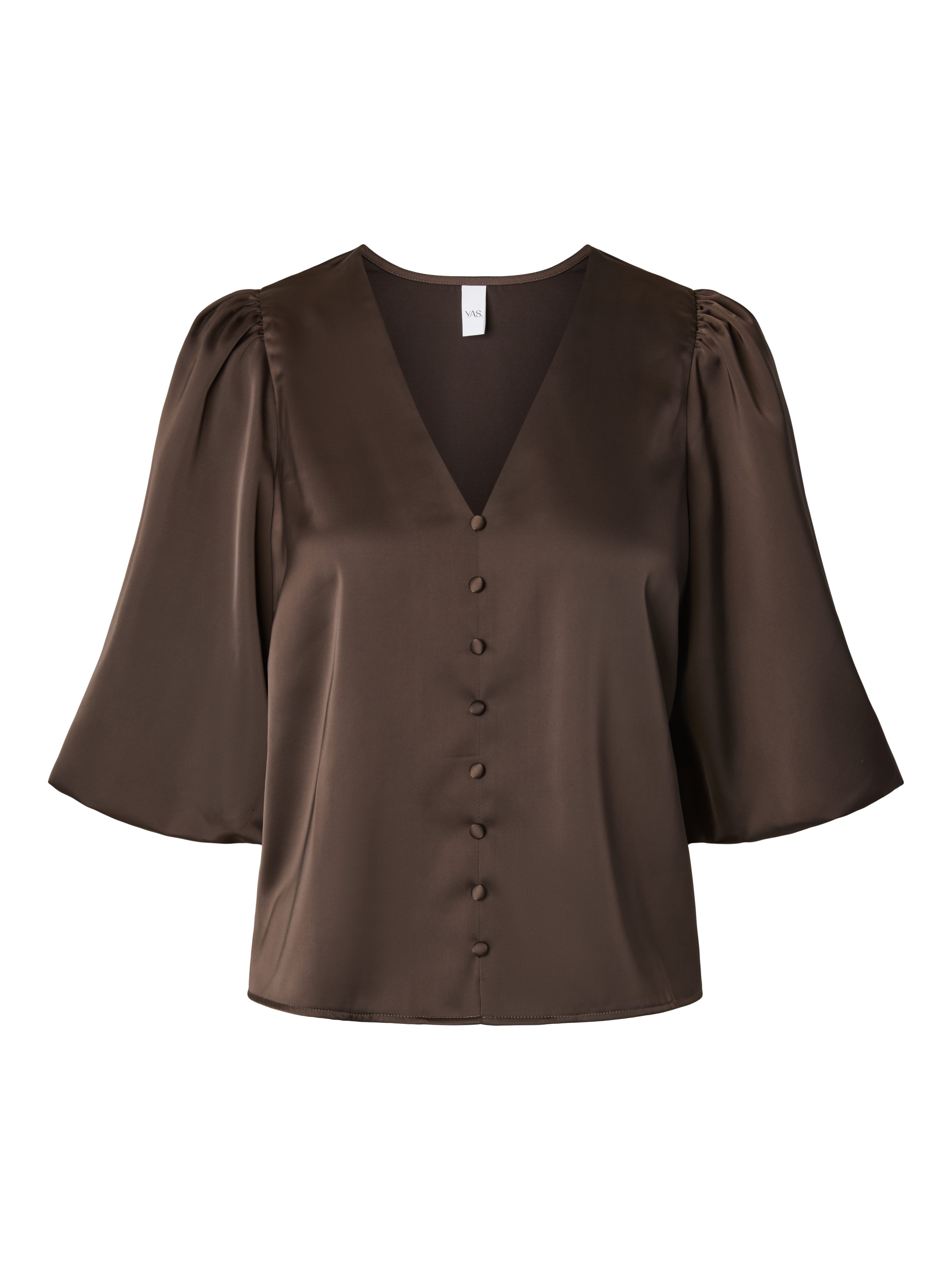 Y.A.S Kurzarmbluse YASPELLA 2/4 V-NECK TOP S. NOOS Materialmix, regular fit – Bild 5 von 5