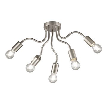 etc-shop Deckenleuchte, Leuchtmittel nicht inklusive, Sputnik Lampe silber Deckenleuchte 5 Flammig schwenkbar