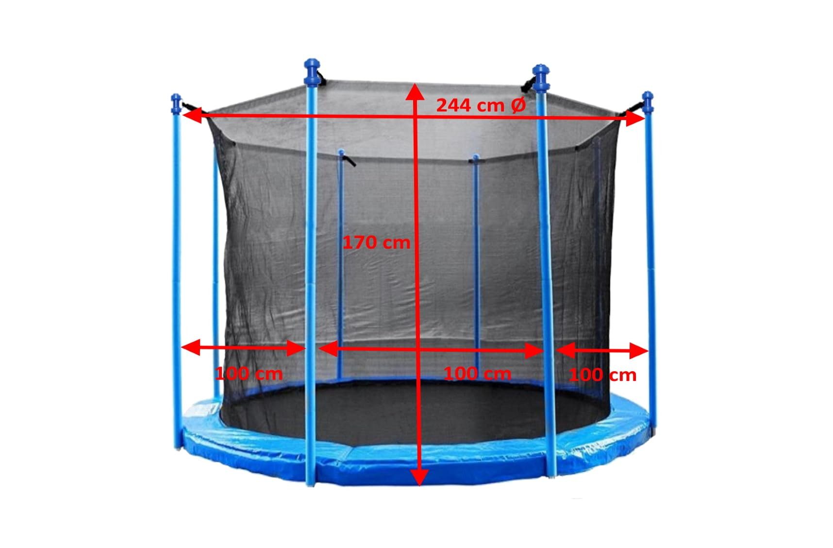 walexo Gartentrampolin Trampolin Innenliegendes Sicherheitsnetz für 6- oder 8 Stangensysteme, Ø 244 cm, (6 tlg)