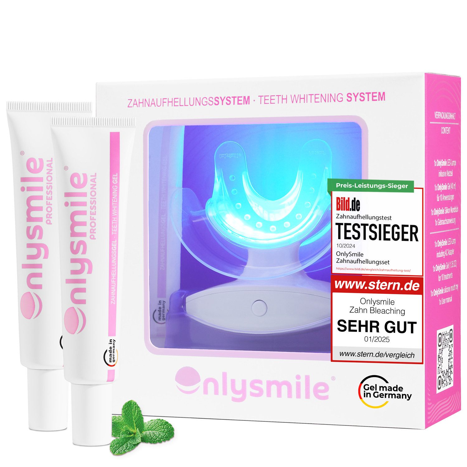 OnlySmile Zahnbleaching-Kit Whiten & Refill Bundle – Zahnbleaching Set mit 2x Nachfüllgel, Enthält 1xSet + 2xRefill-Gel