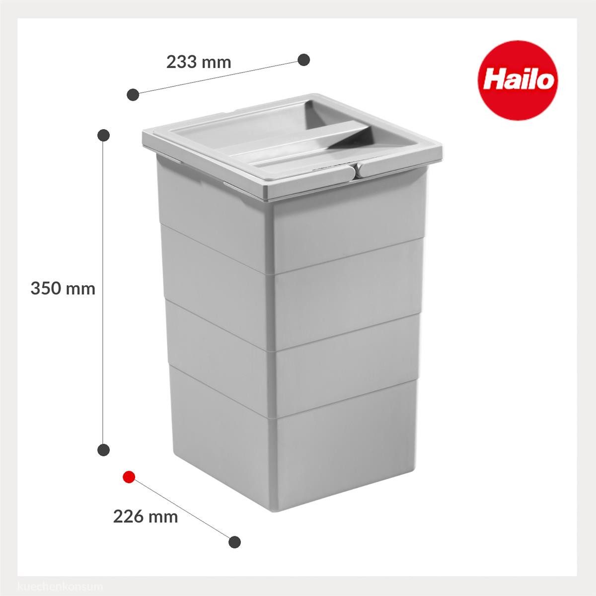 Hailo Einbaumülleimer Hailo Inneneimer 1076099 mit Deckel 15 Liter 226x233x350 mm 2 Henkel