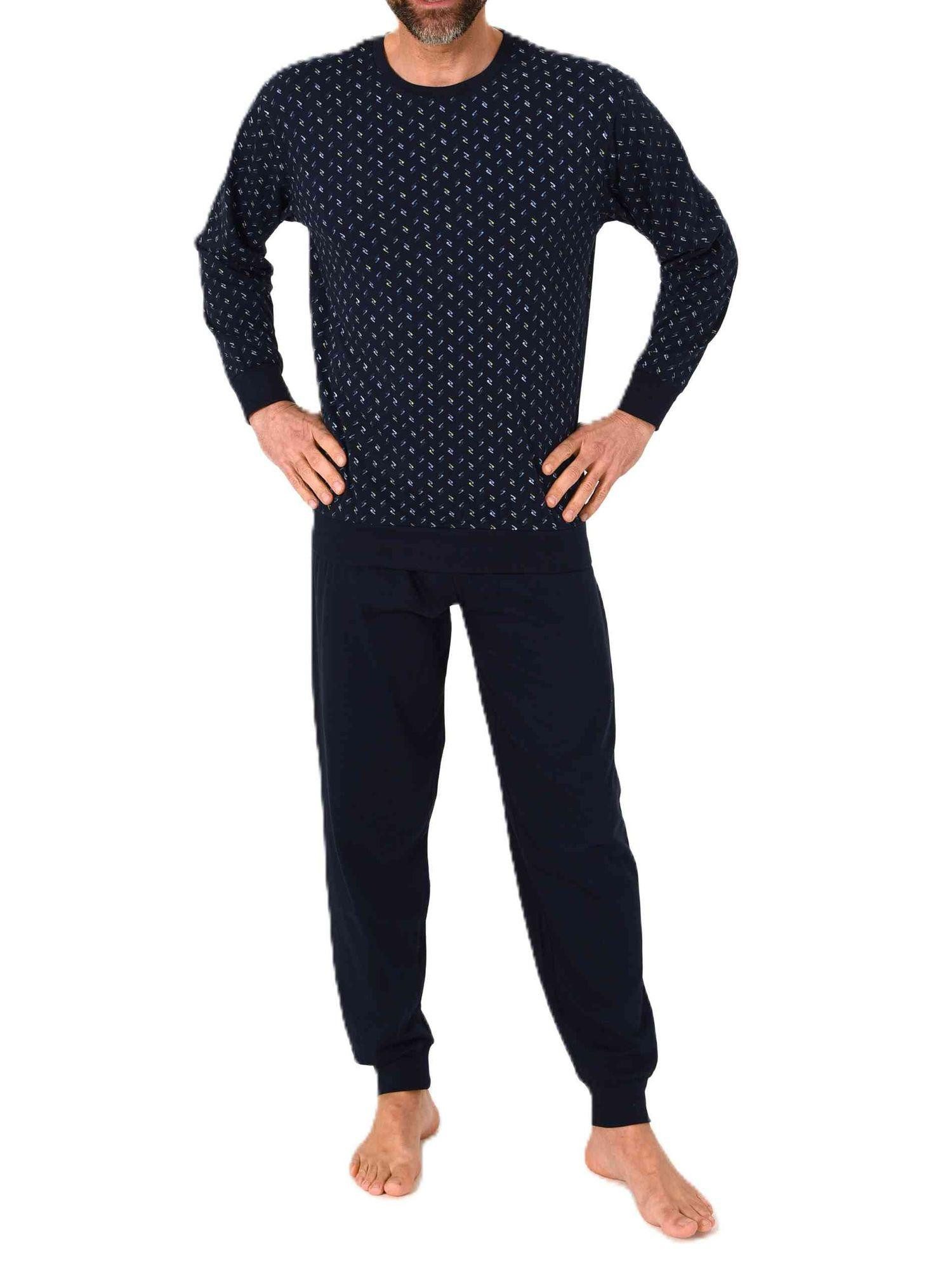 Normann Pyjama Normann Herren langarm Schlafanzug mit Bündchen in edler Opt günstig online kaufen