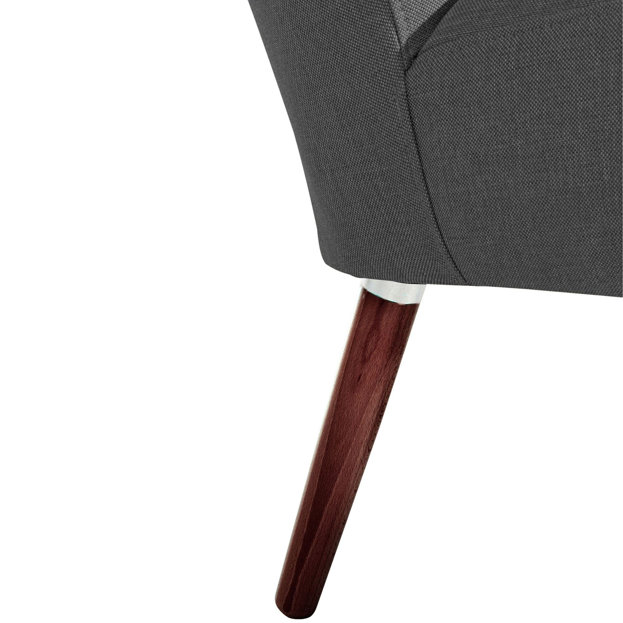 58 aufm Kessel Sessel Sessel (Sparpreis / inkl. Bezug Kostenlosem Versand, nussbaum Sitz verarbeitet,bequemer Kassi Buche Flachgewebe hochwertig 1-St), (Leinenoptik) dunkel
