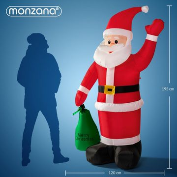 monzana Weihnachtsmann, Aufblasbarer XL 180cm LED Beleuchtet Befestigungsmaterial IP44 Außen