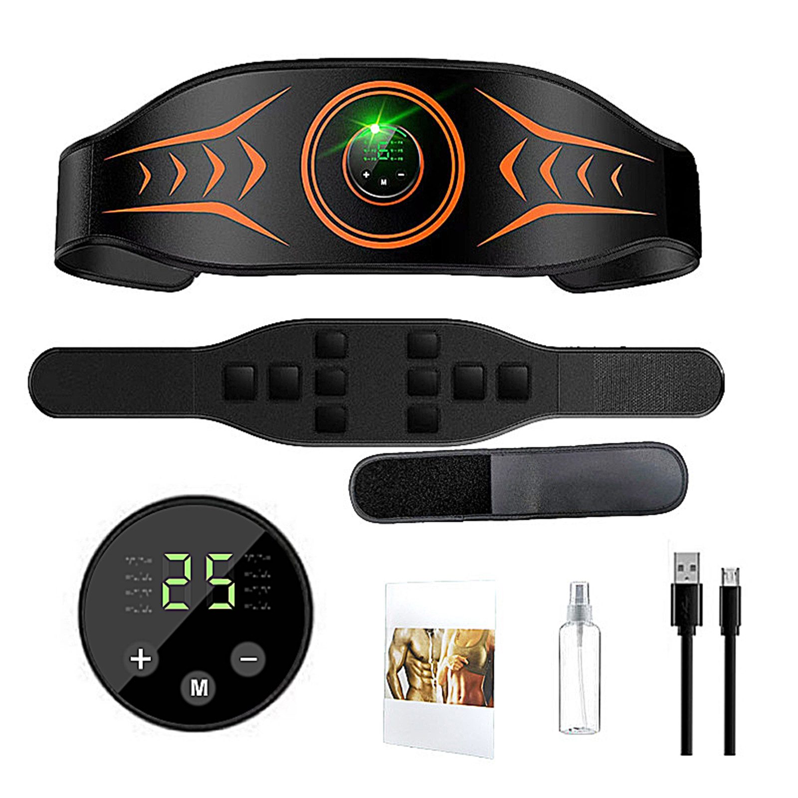 HYIEAR Bauchtrainer EMS-Bauchmuskeltrainer EMS Bauchtrainer Trainingsgerät (Set, 7-St., 8 Trainingsmodi EMS Trainingsgerät Bauchmuskel Gürtel, PU-Material), Trainingsintensität Stufe 25, Niedrige Frequenz, kein Lärm.