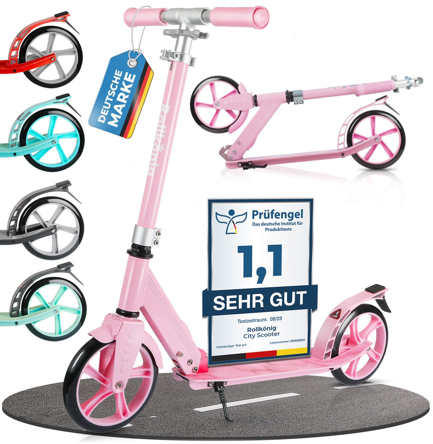 ROLLKÖNIG Cityroller Tretroller Rollkönig ® Scooter Kinder ab 5 Jahren, mit großen Rädern, Cityroller
