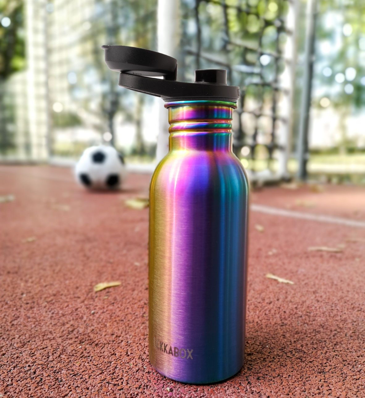 LEKKABOX Trinkflasche Edelstahl Trinkflasche, Rainbow 500ml - Kinder Sport Edelstahlflasche, Leicht wie Alu, aber aus Edelstahl – perfekt für Schule & Sport