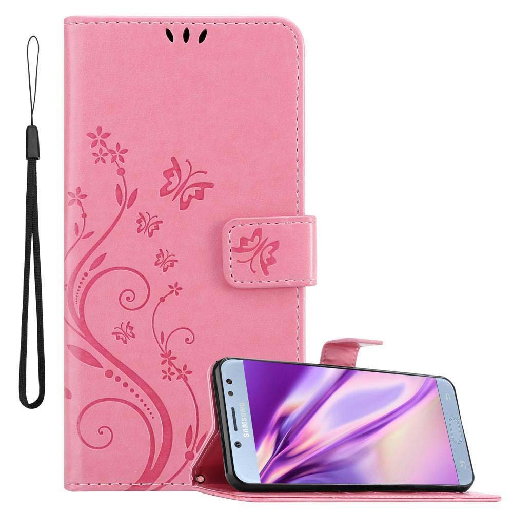 Cadorabo Handyhülle für Samsung Galaxy J5 2017 Hülle Samsung Galaxy J5 2017, Hülle Schutzhülle Blumen Flower mit Standfunktion Kartenfach Magnet