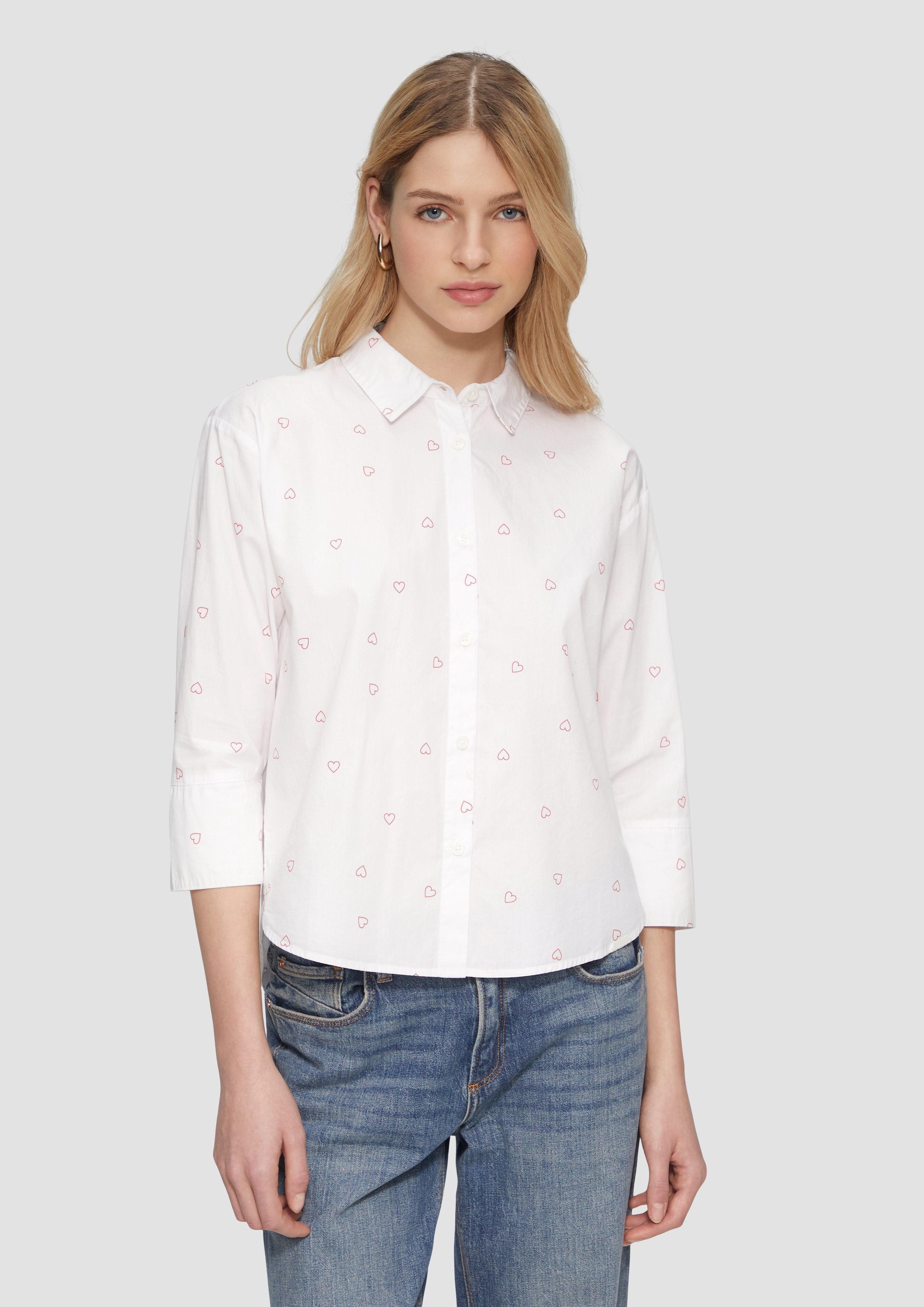 Langarmbluse Baumwollbluse mit All-over-Print