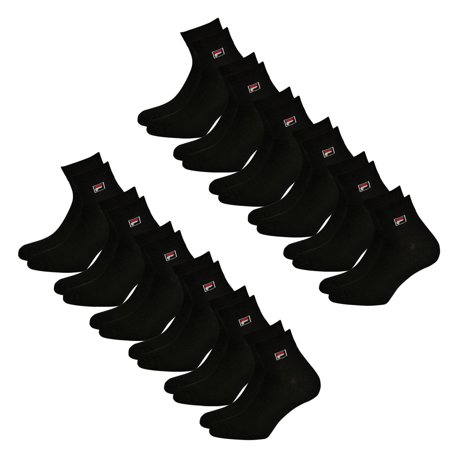 Fila Sportsocken Quarter Socken (12-Paar) elastischem mit Piquebund black 200