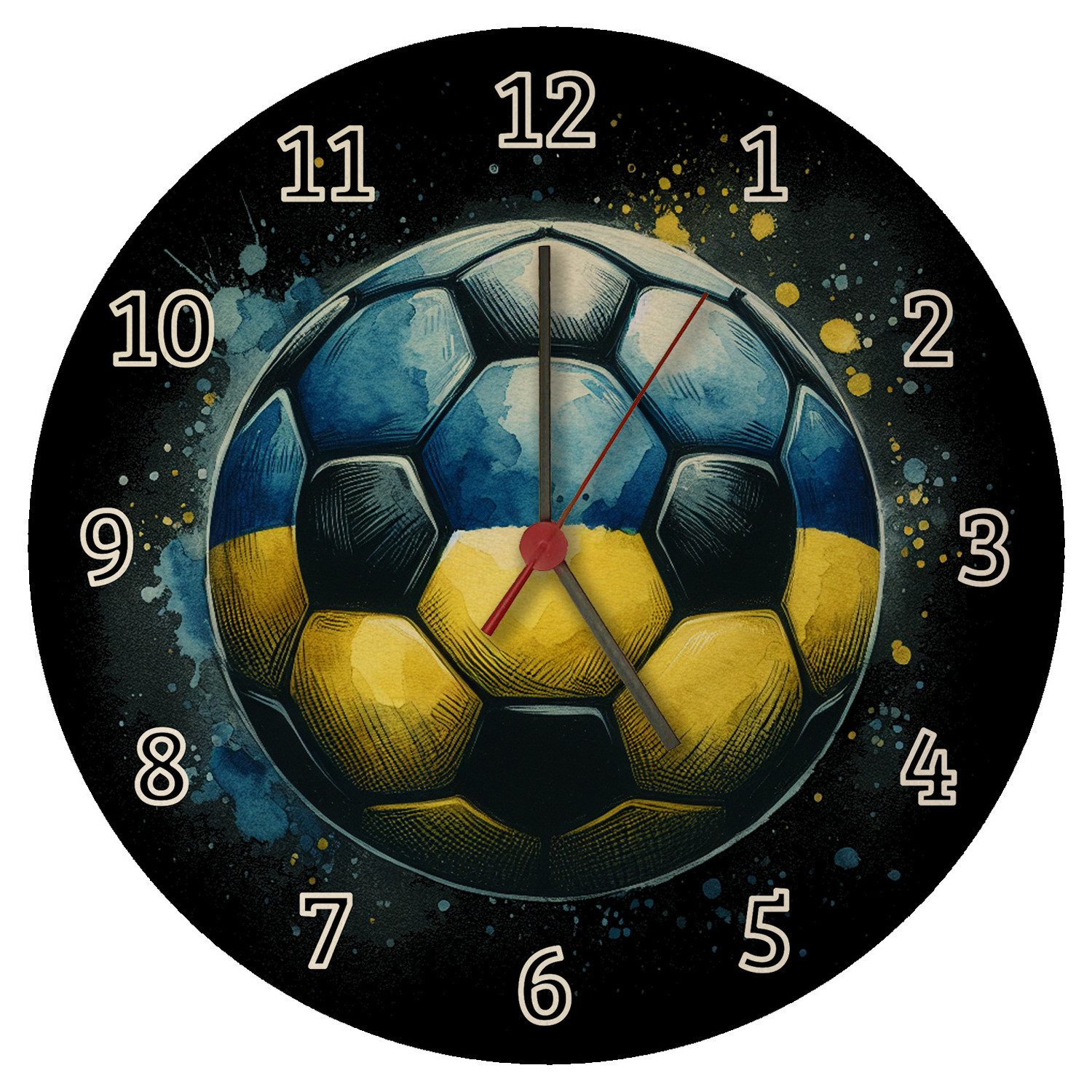 Wanduhr Fußball Ukraine Flagge Wanduhr aus MDF
