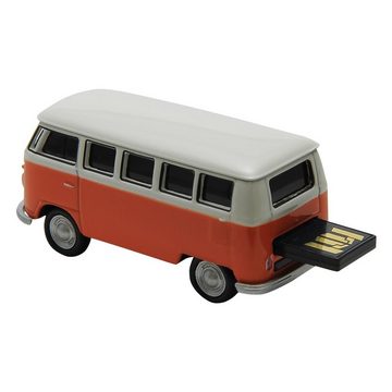 GENIE 32GB "VW Bus" orange/weiß USB-Stick (Bully, Modellauto, Metall Scheinwerfer LED beleuchtet bewegliche Räder)