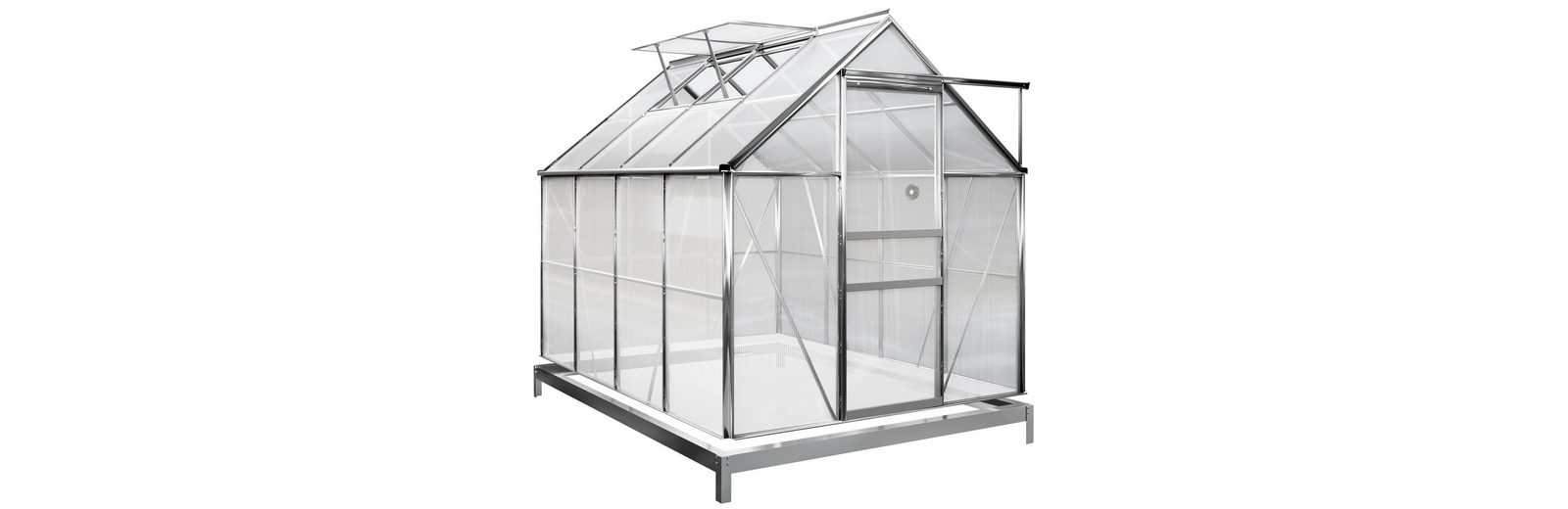 Gardebruk Gewächshaus, Aluminium 4,75m² mit Fundament 250x190cm inkl. 2