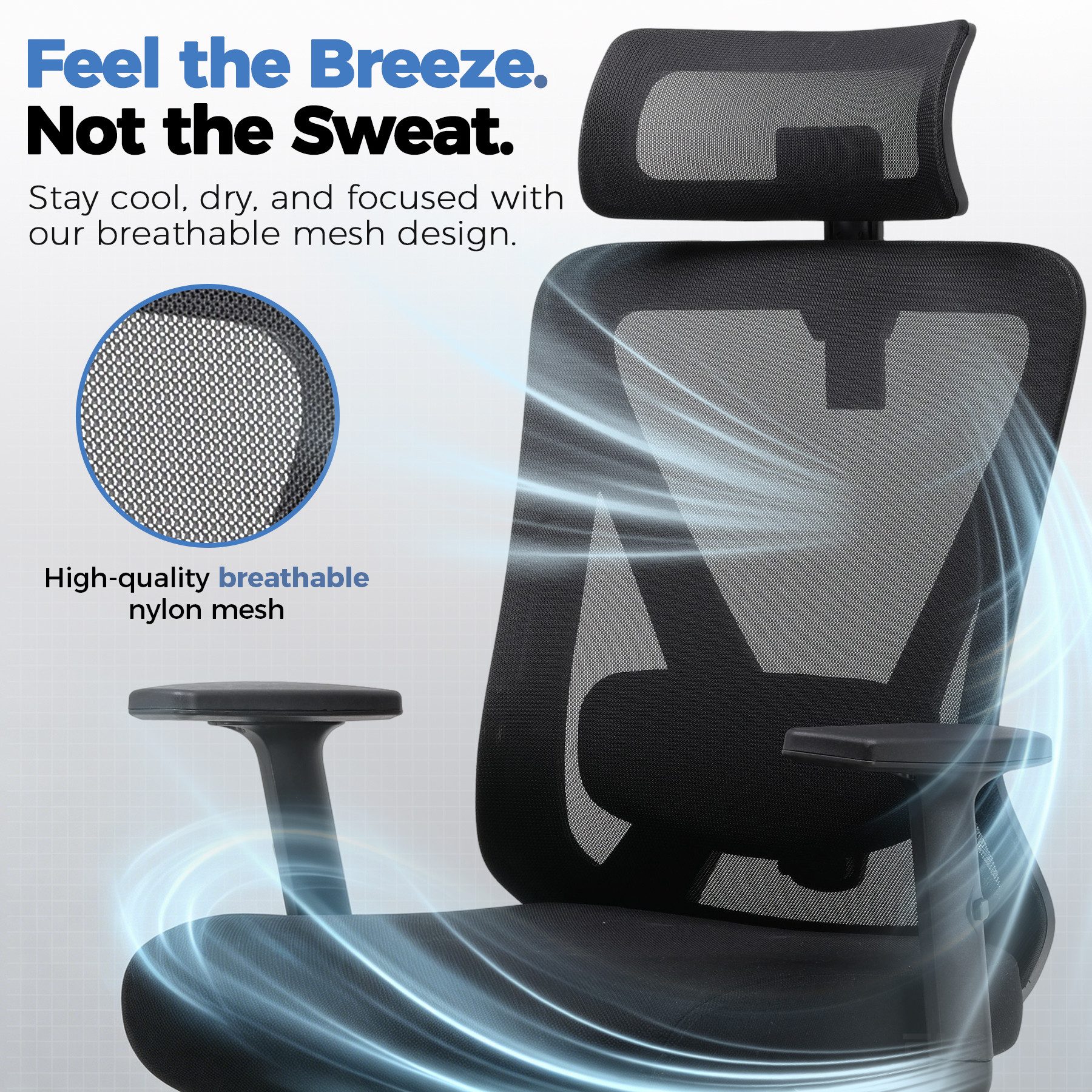 GTPLAYER Bürostuhl Ergonomischer Schreibtischstuhl mit 3D Lendenwirbelstütze & Kopfstütze, verstellbare Armlehnen, Office Chair mit Wippfunktion – Bild 4 von 5