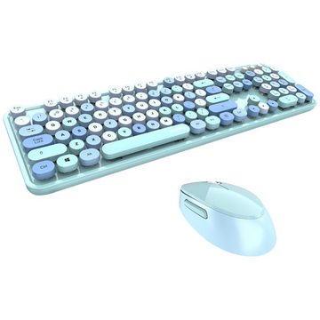 Rutaqian Tastatur Maus Set Kabellos, 2.4G Ergonomisch Funktastatur in Größe Wireless-Tastatur (inkl. Maus)