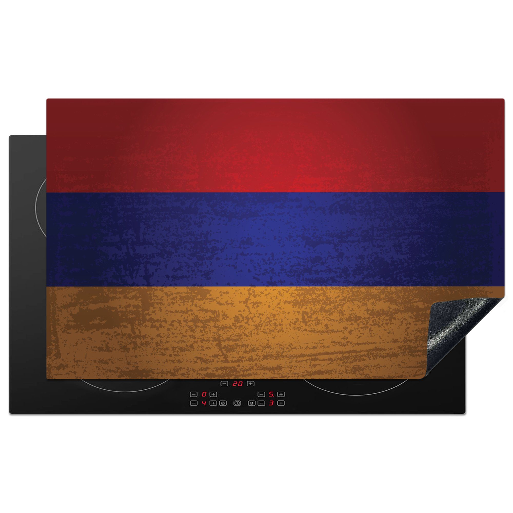 MuchoWow Herdblende-/Abdeckplatte Eine Illustration der Flagge Armeniens, Vinyl, (1 tlg), 83x51 cm, Ceranfeldabdeckung, Arbeitsplatte für küche