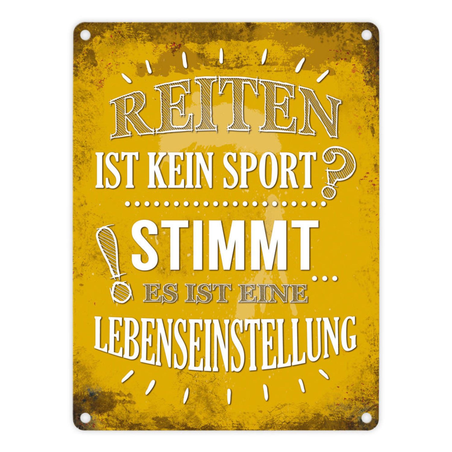 Metallschild Metallschild mit Spruch: Reiten ist kein Sport? Stimmt ... Schild