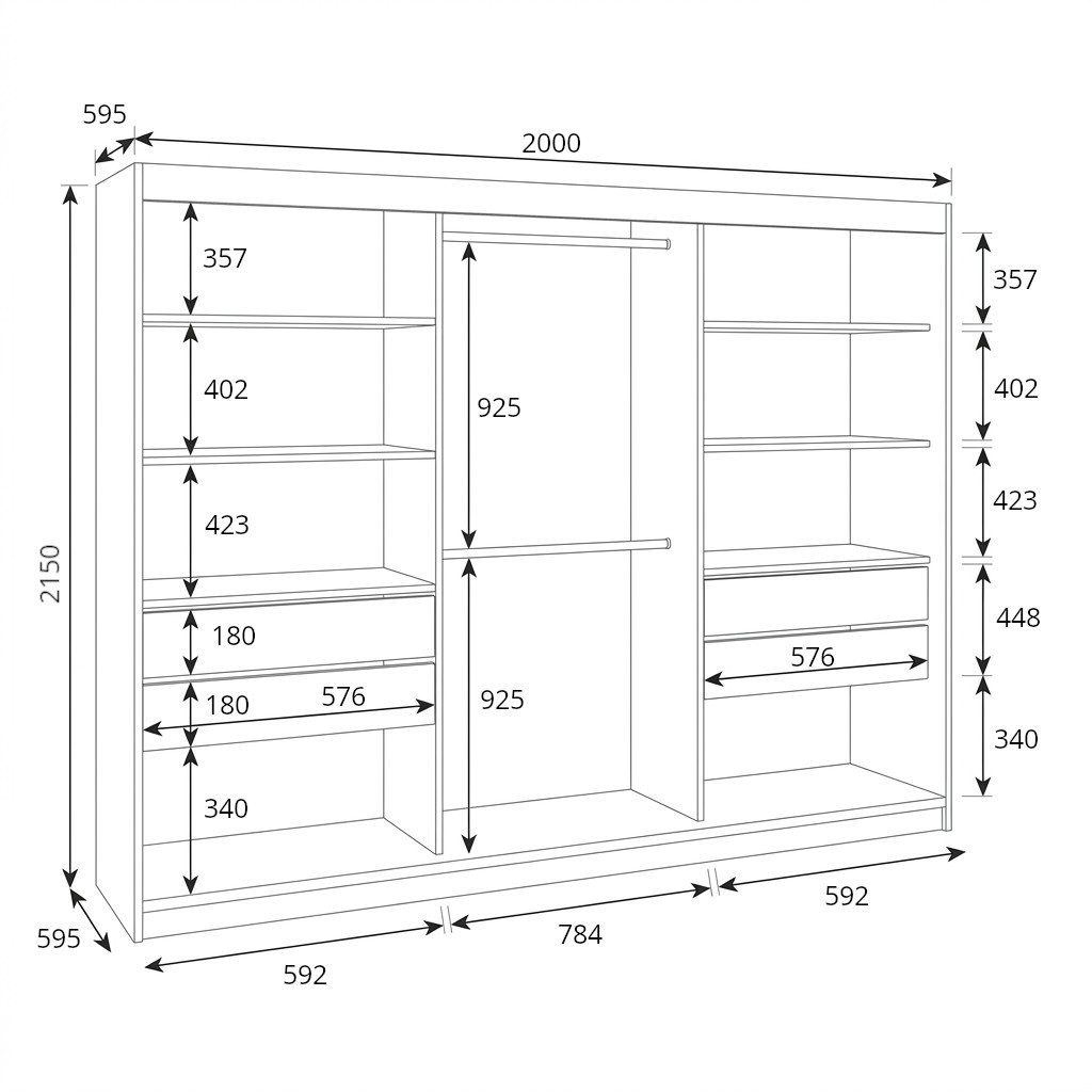 A&J MöbelLand GmbH Schiebetürenschrank FARA 200 cm mit 3D-Lamellen und Spiegelfront (TOP ANGEBOT! Geräumiger Schrank mit einer Breite von 200 cm ideal zur Aufbewahrung von Kleidung und Accessoires. Wählen Sie das ideale Modell für Ihr Schlafzimmer!, TOP PRODUKT)