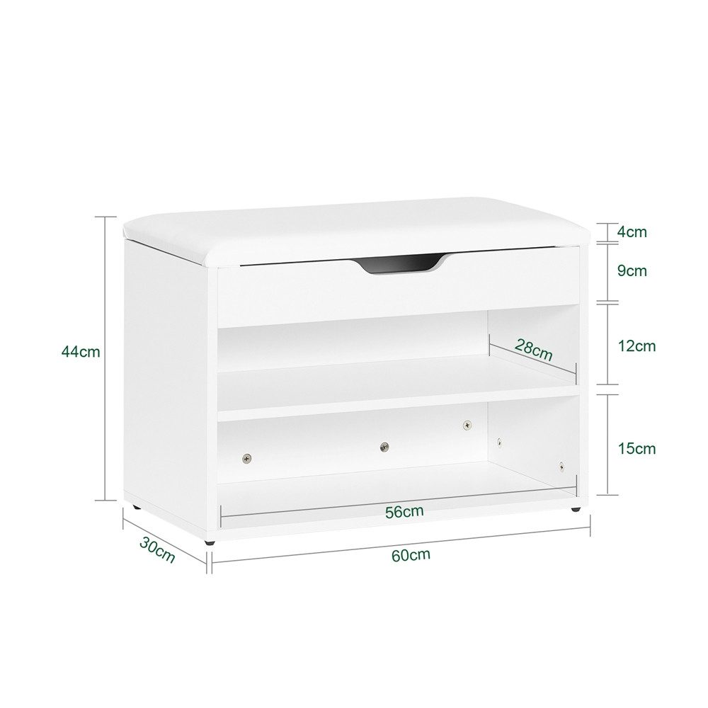 SoBuy Wandgarderobe FSR25-W+FRG48-W, Wandgarderobe-Set Flurmöbel Schuhbank mit Sitzfläche Wandgarderobe