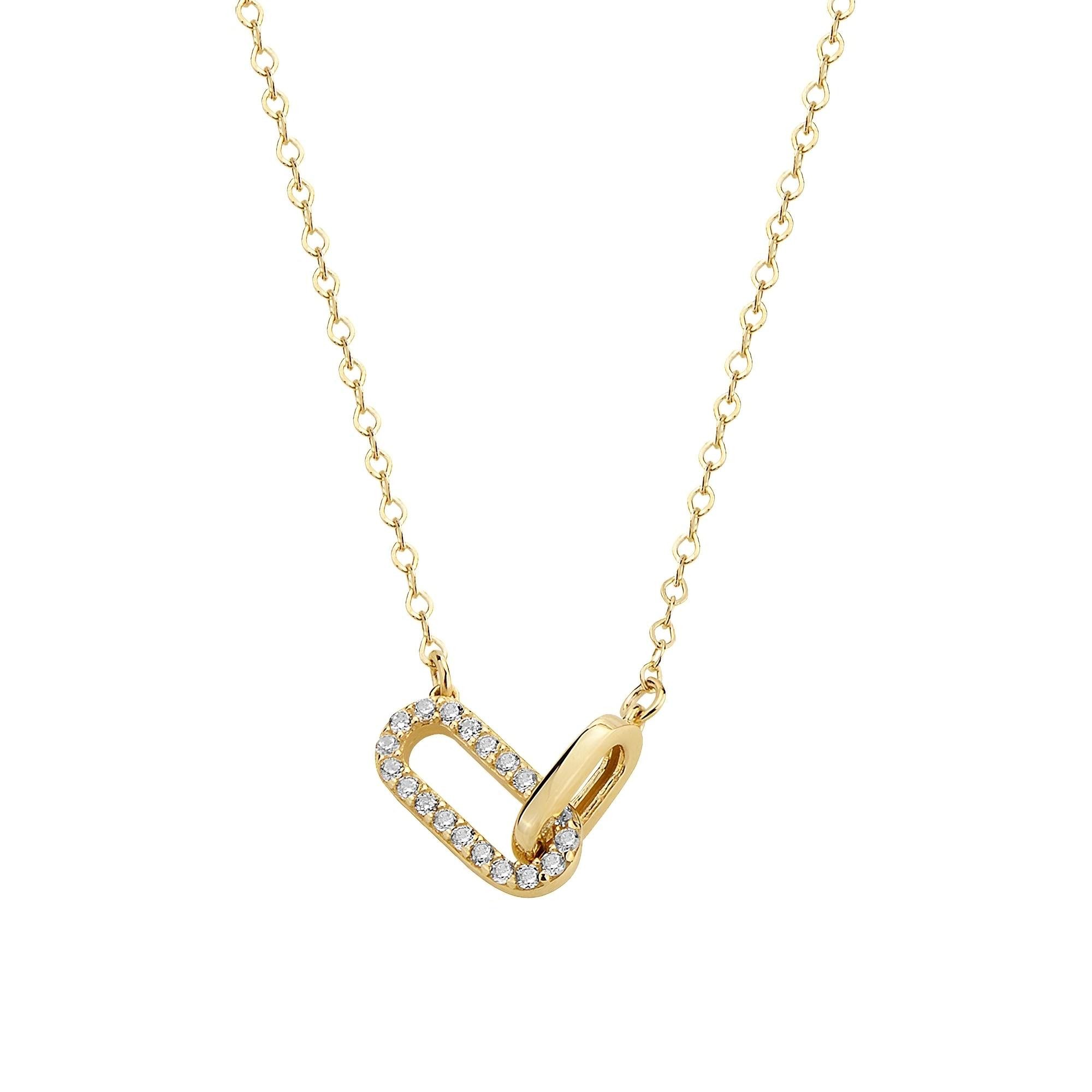 Stella-Jewellery Collier 585er Gelbgold Collierkette mit ankerför. Gliedern (Collierkette mit 2 ankerförmigen Gliedern, inkl. Etui), Collierkette mit 2 verschlungenen Gliedern