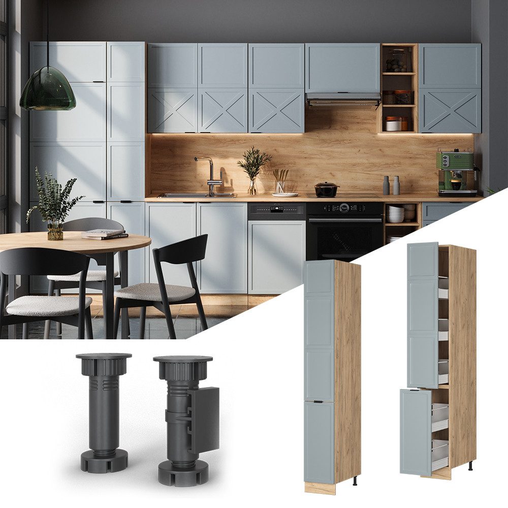 Vicco Hochschrank Fame-Line, Hellblau-grau/Goldkraft Eiche, 30 günstig online kaufen