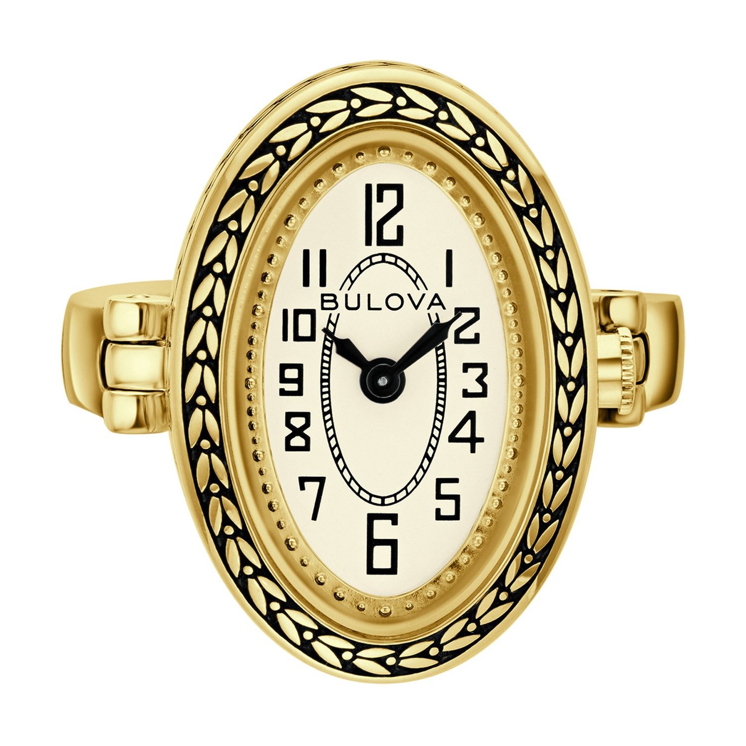 Bulova Quarzuhr Ringuhr für den Finger Goldfarben