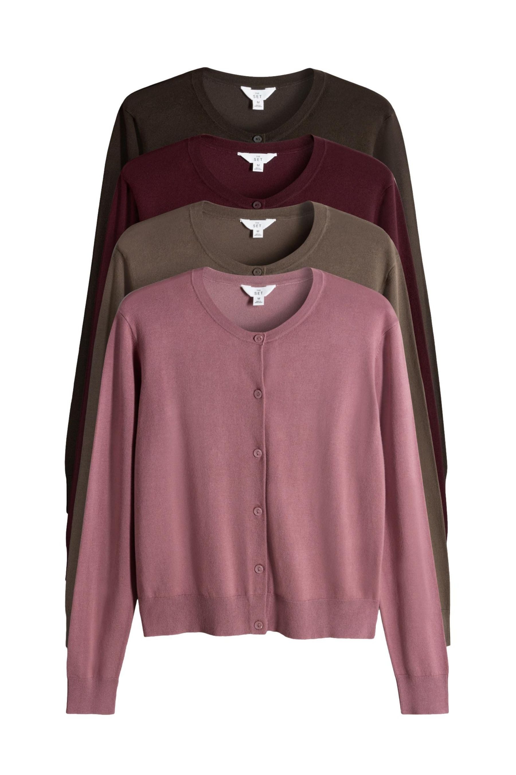 The Set Strickjacke The Set Feinstrick-Cardigans Knopfleiste, 4er-Pack (4-tlg)