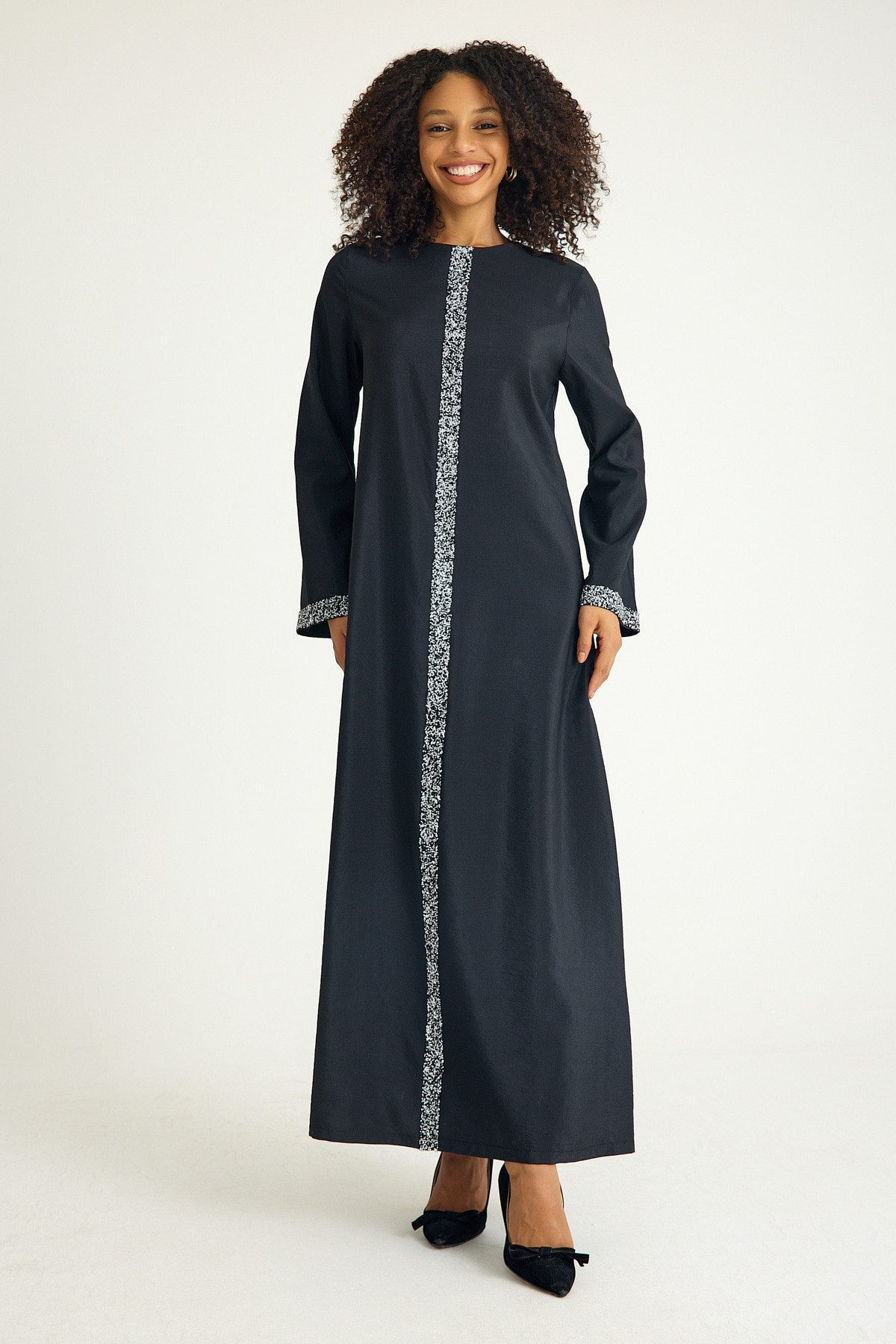 fashionshowcase Tunikakleid Damen Abaya mit Glitzerdetails günstig online kaufen