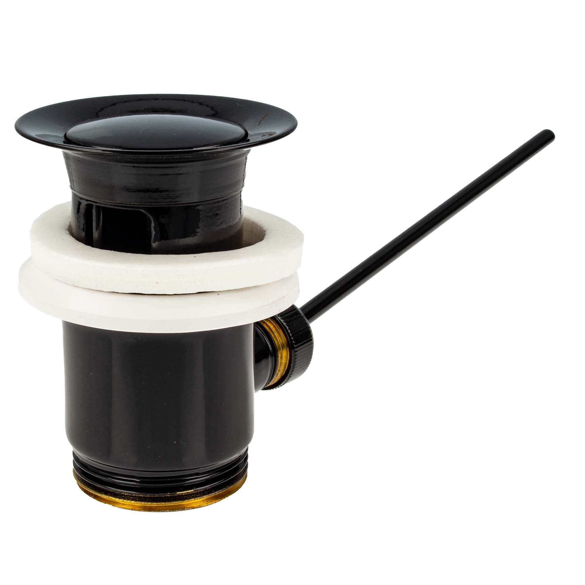 tecuro Ablaufgarnitur Exzenter Ab- und Überlaufgarnitur Messing schwarz RAL 9005