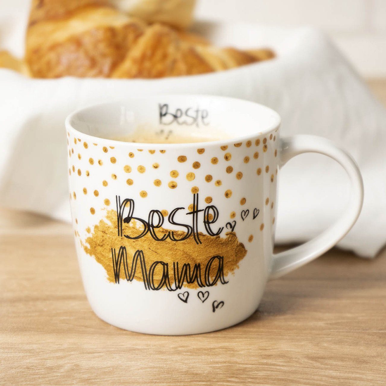 Geda Labels GmbH Tasse Beste Mama, 1-tlg., Porzellan, Weiß, 300 ml, spülmaschinengeeignet